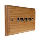 Classic Wood 4 Gang 2Way 10Amp Black Nickel Toggle Switch in Solid Light Oak