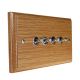 Classic Wood 4 Gang 2Way 10Amp Satin Chrome Toggle Switch in Solid Light Oak