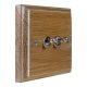 Classic Wood 2 Gang 2Way 10Amp Satin Stainless Toggle Switch in Limed Oak