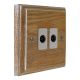 Classic 2Gang TV Co-axial Non Isolated Socket in Solid Limed Oak 