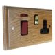 Wood 45Amp Double Pole Cooker Switch with 13Amp Switched Socket in Solid Limed Oak