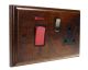 Classic 45Amp Double Pole Cooker Switch with 13Amp Switched Socket in Dark Oak