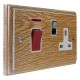 Wood 45Amp Double Pole Cooker Switch with 13Amp Switched Socket in Solid Limed Oak