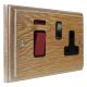 Wood 45Amp Double Pole Cooker Switch with 13Amp Switched Socket in Solid Limed Oak