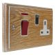 Wood 45Amp Double Pole Cooker Switch with 13Amp Switched Socket in Solid Limed Oak