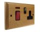 Classic 45Amp Double Pole Cooker Switch with 13Amp Switched Socket in Solid Light  Oak