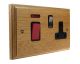 Classic 45Amp Double Pole Cooker Switch with 13Amp Switched Socket in Solid Light Oak