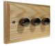 Wood 3 Gang 2Way Push on/Push off 3 x 250W/VA Dimmer Switch in Ash