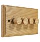 Wood 4 Gang 2Way Push on/Push off 4 x 250W/VA Dimmer Switch in Ash