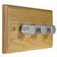 Wood 3 Gang 2Way Push on/Push off  LED Dimmer in Solid Ash with designer Retro Satin SilverDimmer Cap