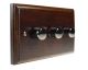 Wood 3 Gang 2Way Push on/Push off 3 x LED Dimmer in Solid Dark Oak with Black Nickel dimmer caps