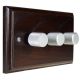 Wood 3 Gang 2Way Push on/Push off  LED Dimmer in Dark Oak with designer Retro Satin Silver Dimmer Cap