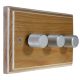 Wood 3 Gang 2Way Push on/Push off  LED Dimmer in Limed Oak with designer Retro Satin Stainless Dimmer Cap