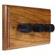 Classic Wood 3 Gang 2Way Push on/Push off  LED Dimmer in Medium Oak with designer Retro Black Dimmer Cap