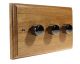 Wood 3 Gang 2Way  3 x 250W/VA Dimmer Switch in Solid Light Oak with Black Nickel Dimmer Cap