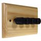 Wood 4 Gang 2Way Push on/Push off  LED Dimmer in Solid Ash with designer Retro Black Dimmer Cap