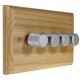 Wood 4 Gang 2Way Push on/Push off 4 x 250W/VA Dimmer Switch in Solid Ash with designer Satin Silver Retro Knob