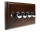 Wood 4 Gang 2Way Push on/Push off 4 x 250W/VA Dimmer Switch in Solid Dark Oak with Polished Stainless dimmer caps