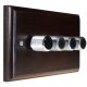 Wood 4 Gang 2Way Push on/Push off 4 x 250W/VA Dimmer Switch in Solid Dark Oak with designer Chrome Retro Knob