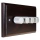 Wood 4 Gang 2Way Push on/Push off  LED Dimmer in Dark Oak with designer Retro Satin Silver Dimmer Cap