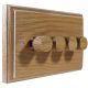 Wood 4 Gang 2Way Push on/Push off 4 x  LED Dimmer in Solid Limed Oak