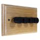 Wood 4 Gang 2Way Push on/Push off  LED Dimmer in Limed Oak with designer Retro Black Dimmer Cap