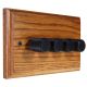 Classic Wood 4 Gang 2Way Push on/Push off  LED Dimmer in Medium Oak with designer Retro Black Dimmer Cap