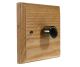 Wood 1 Gang Fan Control Dimmer Switch in Ash with Antique Brass dimmer cap