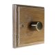 Wood 1 Gang 2Way Push on/Push off LED Dimmer in Solid Limed Oak with Antique Brass dimmer cap