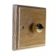 Wood 1 Gang 2Way Push on/Push off LED Dimmer in Solid Limed Oak with Polished Brass dimmer cap