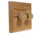 Wood 2 Gang 2Way Push on/Push off 2 x 400W/VA Dimmer Switch in Ash