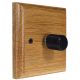 Wood 1 Gang 2Way LED Dimmer in Solid Light Oak with designer Retro Black Dimmer Cap