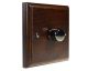 Wood 1 Gang Fan Control Dimmer Switch in Solid Dark Oak with Black Nickel dimmer cap