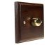 Wood 1 Gang 2Way Push on/Push off  LED Dimmer in Dark Oak with Polished Brass dimmer cap