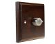 Wood 1 Gang Fan Control Dimmer Switch in Solid Dark Oak with Satin Stainless dimmer cap