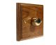 Wood 1 Gang 2Way  Push on/Push off LED Dimmer in Medium Oak with Polished Brass dimmer cap