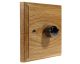 Wood 1 Gang Fan Control Dimmer Switch in Solid Light Oak with Black Nickel Dimmer Cap