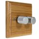 Wood 2 Gang 2Way  2 x 250W/VA Dimmer Switch in Solid Light Oak with designer Retro Satin Silver Knob