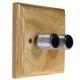 Wood 2 Gang 2Way Push on/Push off 2 x 250W/VA Dimmer Switch in Solid Ash with designer Retro Chrome Knob