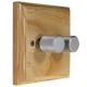 Wood 2 Gang 2Way Push on/Push off 2 x 400W/VA Dimmer Switch in Solid Ash with designer Retro Satin Silver Knob