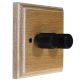 Wood 2 Gang 2Way Push on/Push off 2 x 250W/VA Dimmer Switch in Limed Oak with designer Retro Black Knob