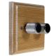 Wood 2 Gang 2Way Push on/Push off 400W/VA LED Dimmer in Limed Oak with designer Retro Polished Stainless Dimmer Cap