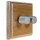 Wood 2 Gang 2Way Push on/Push off 2 x 250W/VA Dimmer Switch in Limed Oak with designer Retro Satin Stainless Knob