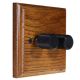 Classic Wood 2 Gang 2Way Push on/Push off  LED Dimmer in Medium Oak with designer Retro Black Dimmer Cap