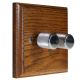 Wood 2 Gang 2Way Push on/Push off 2 x 250W/VA Dimmer Switch in Solid Medium Oak with designer Retro Chrome Knob