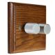 Wood 2 Gang 2Way Push on/Push off  LED Dimmer in Medium Oak with designer Retro Satin Silver Dimmer Cap