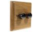 Wood 2 Gang 2Way 2 x 250W/VA Dimmer Switch in Solid Light Oak with Black Nickel Dimmer Cap