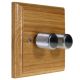 Wood 2 Gang 2Way 2 x 250W/VA Dimmer Switch in Solid Light Oak with designer Retro Chrome Knob