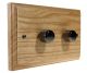 Wood 2 Gang 2Way Push on/Push off 2 x 400W/VA Dimmer Switch in Ash