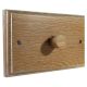 Wood 1 Gang 2Way Push on/Push off 1000W/VA Dimmer Switch on a Twin Plate in Solid Limed Oak